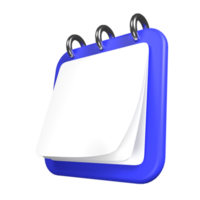 A blue and white calendar with a white paper on it. png