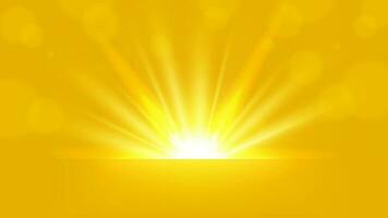 Yellow Rays Rising On Bright Background, Vector Illustration