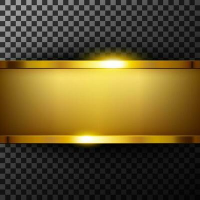 Metallic Gold Banner With Text Space, Vector Illustration