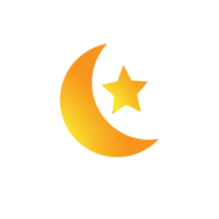 illustrazione di Luna e stelle nel giallo e arancia pendenza colori isolato su trasparente sfondo png