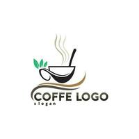 diseño de icono de vector de plantilla de logotipo de taza de café y café negro