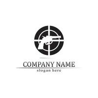 Gun logo and Army soldier sniper shot vector Design Illustration military shot revolver