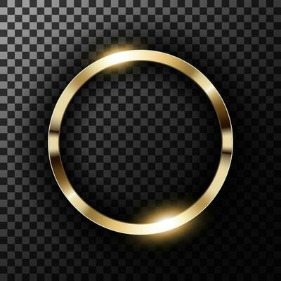 Metallic Gold Ring On Transparent Textured, Vector Illustration