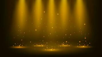 Gold Spotlights Shining With Sparkles, Vector Illustration