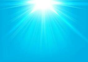 Blue Lights Shining On Bright Background, Vector Illustration