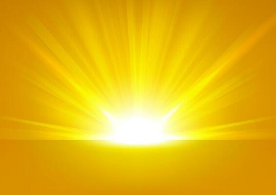 Yellow Rays Rising On Bright Background, Vector Illustration