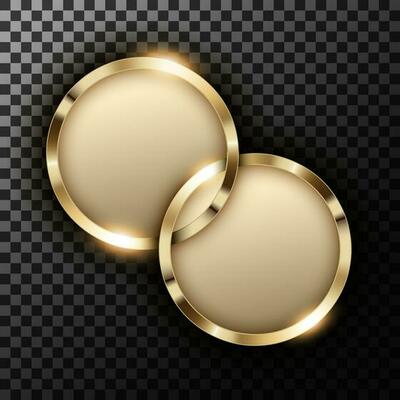 Metallic Gold Rings With Text Space On Transparent Textured Vector Illustration