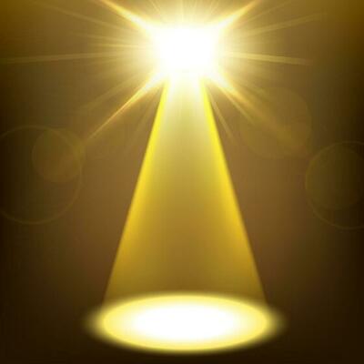 Gold Spotlights Shining, Vector Illustration