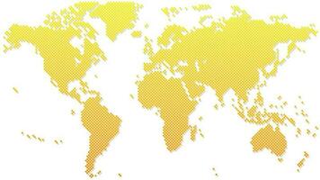 Gold Halftone World Map, Vector Illustration