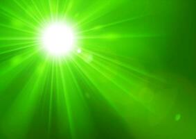 Green Lights Shining With Lens Flare, Vector Illustration