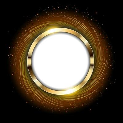 Metallic Gold Ring With Text Space And Swirl Light, Vector Illustration
