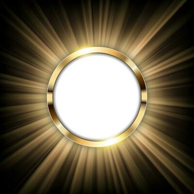 Metallic gold ring with text space and Light illuminated, Vector Illustration