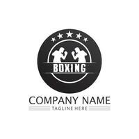 Boxing icon set and boxer design illustration symbol of fighter vector