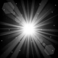 Light Shine With Lens Flare From Darkness Background, Vector Illustration