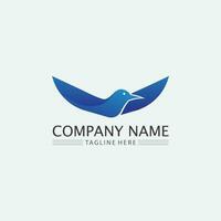 Birds and swallow dove logo design and vector animal wings and flying bird