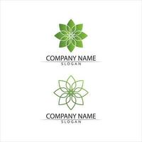 Tree leaf vector and green logo design friendly concept