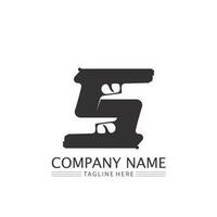 Gun logo and Army soldier sniper shot vector Design Illustration military shot revolver