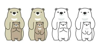 oso vector polar oso familia dibujos animados personaje icono logo miel ilustración símbolo garabatear