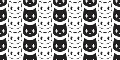 cat seamless pattern vector head kitten calico black scarf isolated repeat wallpaper cartoon tile background illustration