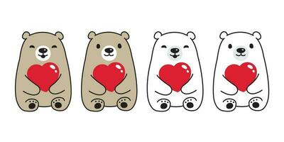 Bear vector polar bear heart valentine hug sitting cartoon character icon logo illustration doodle