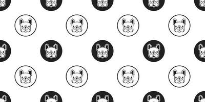 Dog seamless pattern french bulldog vector scarf isolated polka dot cartoon tile background repeat wallpaper white