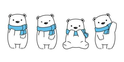 oso vector polar oso bufanda dibujos animados personaje icono logo símbolo ilustración garabatear blanco