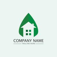 Tree leaf vector and green logo design friendly concept