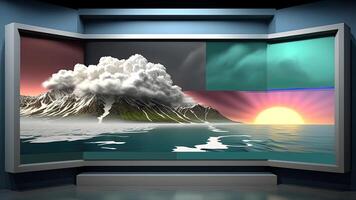 Beautiful weather on 3D Screens. Technology. photo