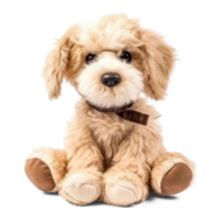 Stuffed dog toy isolated on transparent background. Fluffy soft puppy toy png