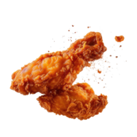 Hot and crispy fried chicken isolated on transparent background. Fresh pieces of crispy fried chicken. Fast food. png