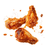 Hot and crispy fried chicken isolated on transparent background. Fresh pieces of crispy fried chicken. Fast food. Generative ai png