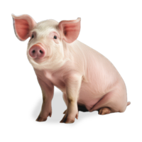 Schwein Sitzung isoliert auf transparent Hintergrund generativ ai png