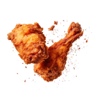 Hot and crispy fried chicken isolated on transparent background. Fresh pieces of crispy fried chicken. Fast food. png