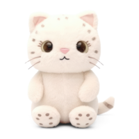 Stuffed cat toy isolated on transparent background. Fluffy soft cute kitten toy png