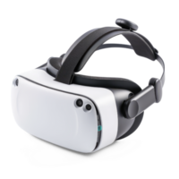virtuell verklighet eller vr headsetet isolerat på transparent bakgrund png. vr glasögon för 360 miljö spel eller simulering Träning generativ ai png