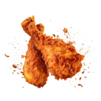 Hot and crispy fried chicken isolated on transparent background. Fresh pieces of crispy fried chicken. Fast food. png