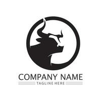 Bull logo and horn symbols cow vector template icons app