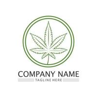 logotipo de cannabis y diseño de vector de icono de hoja de marihuana