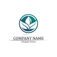 Tree leaf vector and green logo design friendly concept