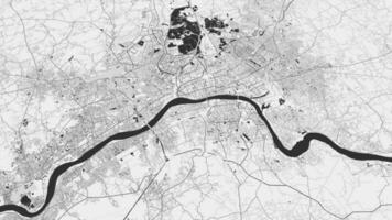 negro y blanco kolkata mapa antecedentes bucle. hilado alrededor India ciudad aire imágenes. sin costura panorama giratorio terminado céntrico fondo. video