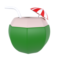 kokosnoot drinken 3d icoon ui PNG transparant achtergrond