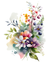 Blumen, Aquarell Blumen png, Aquarell bunt Frühling Blumen transparent Hintergrund ai generiert png
