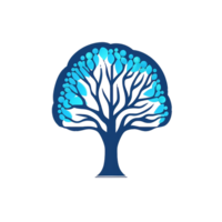 arbre logo ou bleu cerveau logo mixte avec arbre ai généré png