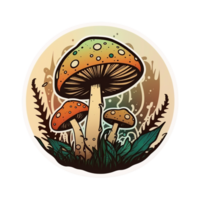 Groovy magic mushroom design earthy tones sticker png