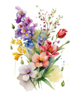 Aquarell Blume, Aquarell Blume png, Aquarell bunt Frühling Blumen ai generiert, Blume png Hintergrund