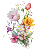 waterverf bloem, waterverf bloem png, waterverf kleurrijk voorjaar bloemen ai gegenereerd, bloem PNG achtergrond