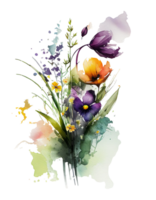 Aquarell Blume, Aquarell Blume png, Aquarell bunt Frühling Blumen ai generiert, Blume png Hintergrund