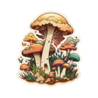 Groovy magic mushroom design earthy tones sticker png