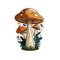 Groovy magic mushroom design earthy tones sticker png