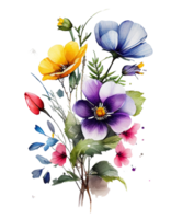 aquarelle fleur, aquarelle fleur png, aquarelle coloré printemps fleurs ai généré, fleur png Contexte